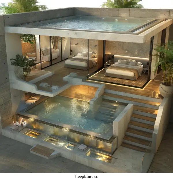 Rooftop Infinity Pool with Modern Bedroom Suite
