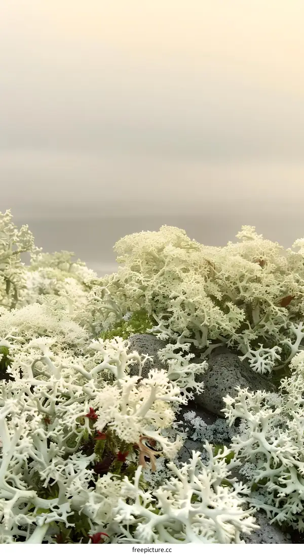 White Reindeer Lichen in the Fog