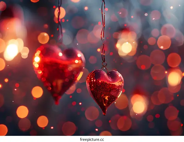 Red heart-shaped ornaments
