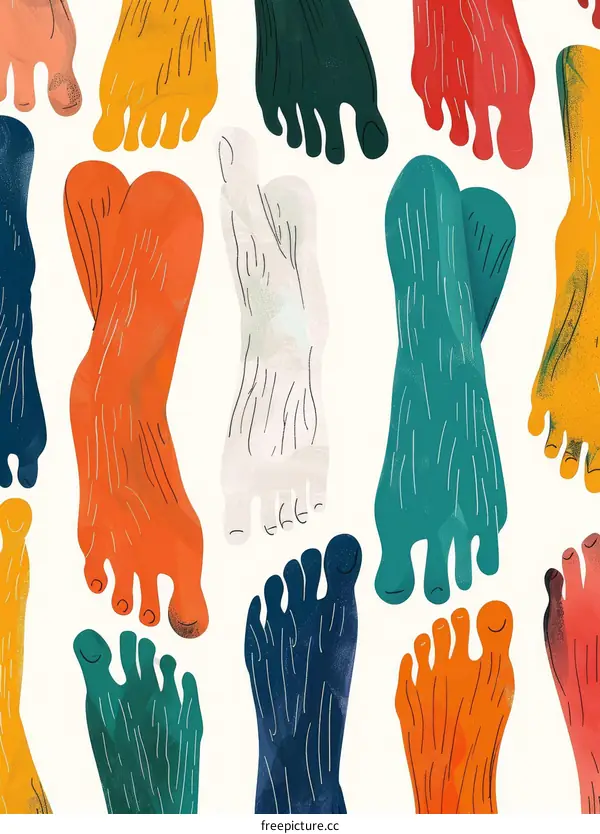 Multicolored Feet of Individuals
