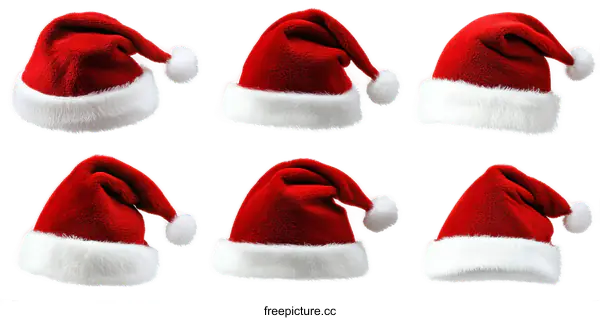 [Transparent Background PNG]Collection of Red Santa Claus Hats