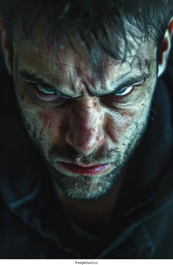 Close Up Angry Male Portrait