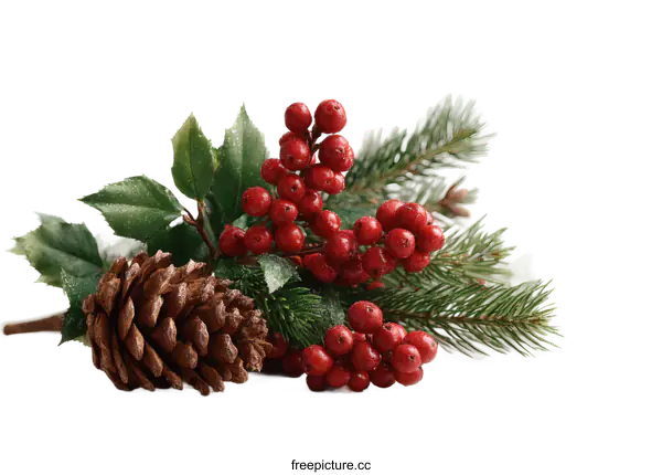 [Transparent Background PNG]Christmas Decoration Arrangement with Pine Cone and Berries