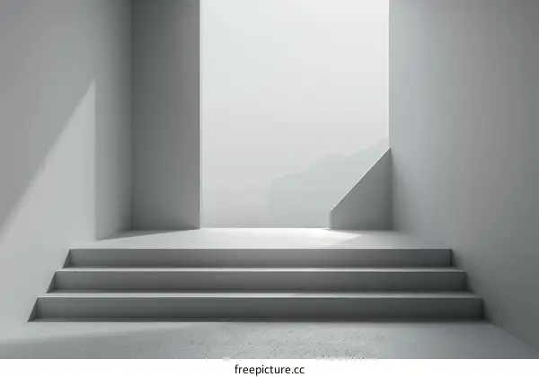 3D Rendering: Empty Room with Stairs
