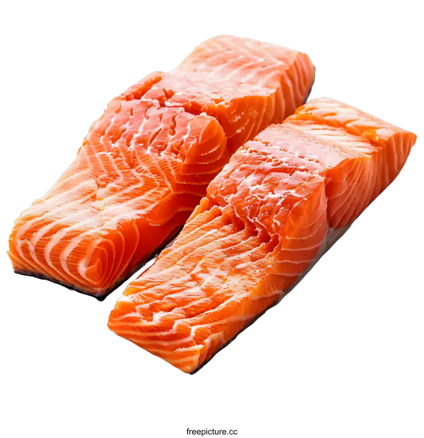 [Transparent Background PNG]Fresh Salmon Fillets on White Background