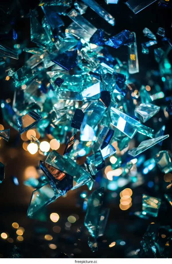Blue and Green Glass Shards