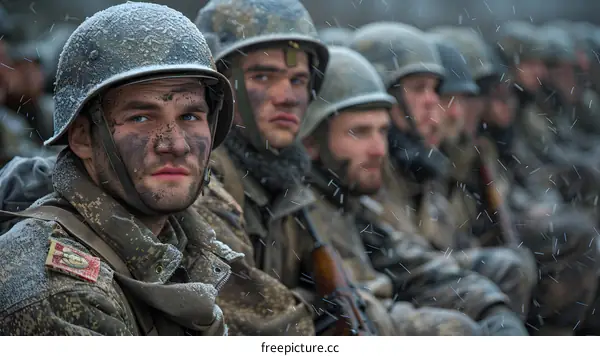 A group of soldiers in the snow