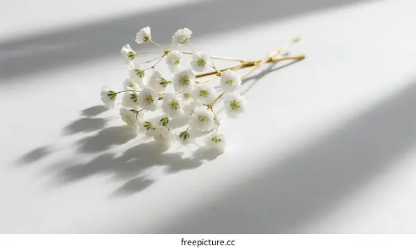 Delicate White Baby's Breath Flowers on White Background