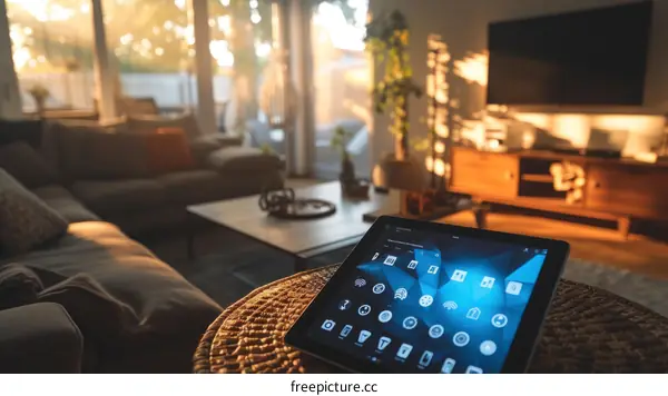 Smart Home Control Panel with Apps on Screen