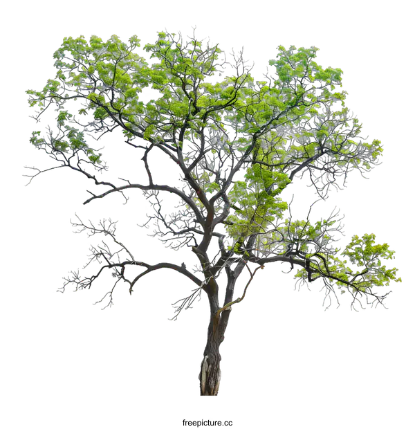 [Transparent Background PNG]Isolated Tree with Green Leaves on White Background