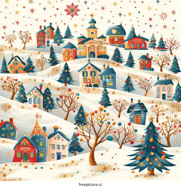 Snowy Christmas Eve in a Winter Town