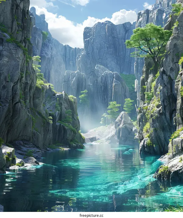 Majestic River Carving Through a Cliff Valley