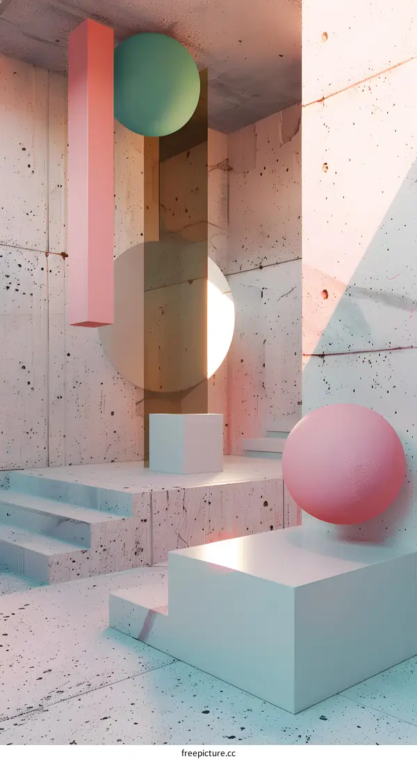 Abstract Minimalist Geometric Shapes 3D Render