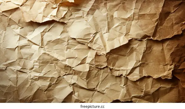 Close-up of brown crumpled paper texture background