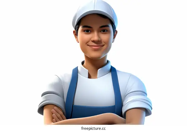 Smiling Young Chef in White Uniform