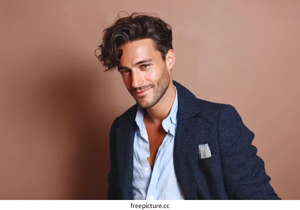 Stylish Male Portrait Against Beige Background