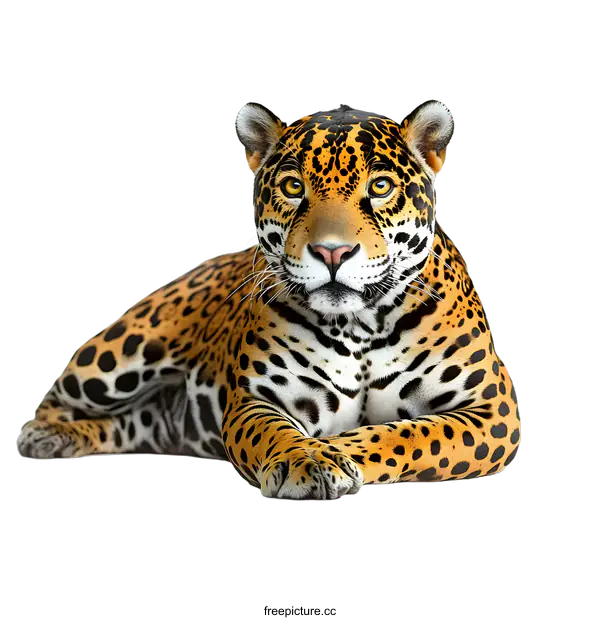 [Transparent Background PNG]Jaguar lying down on white background