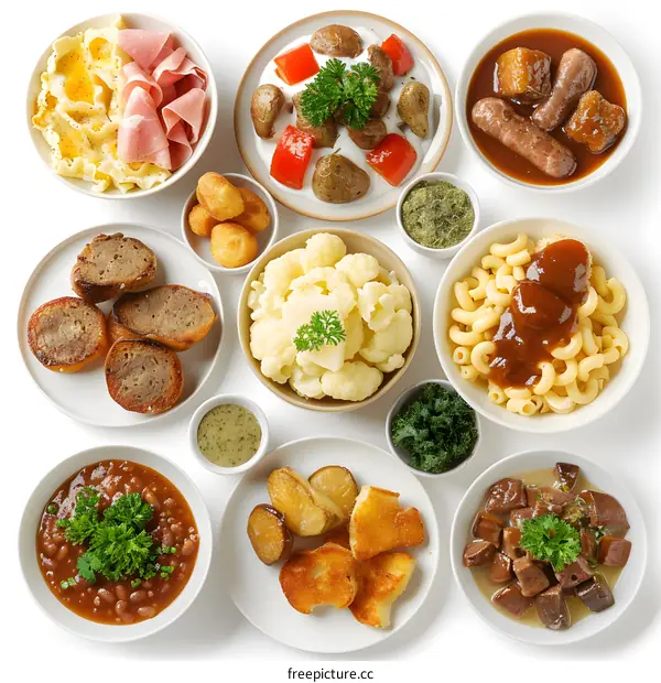 Top view of delicious dishes