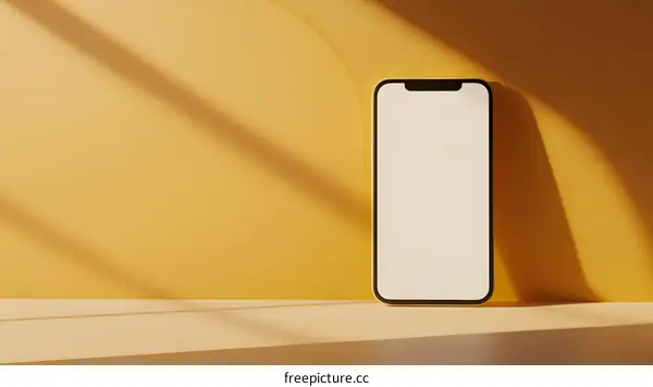 Minimalist Mockup Of A Mobile Phone On A Yellow Background