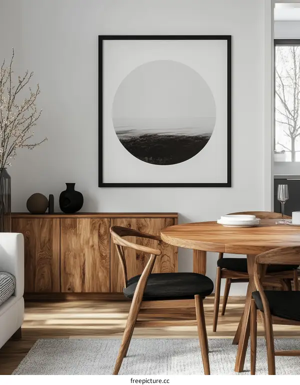 Minimalist Circle Art Print Interior Setting