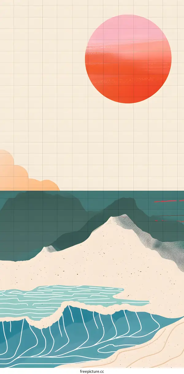 Abstract Ocean Sunset Art