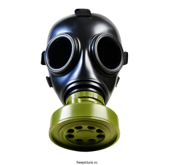[Transparent Background PNG]Close-up View of a Black Gas Mask