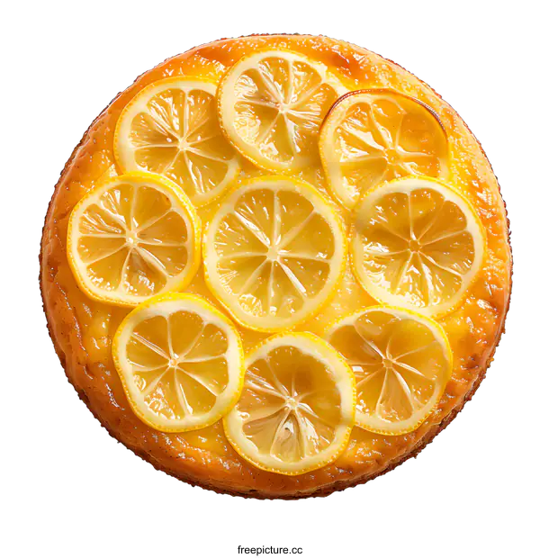 [Transparent Background PNG]Close-up photo of a lemon cake garnished with lemon slices