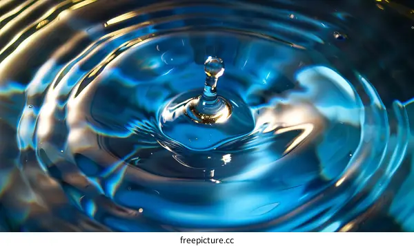 Water drop photography with blue and gold colors