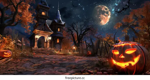 Spooky Halloween Pumpkins in a Haunted Forest