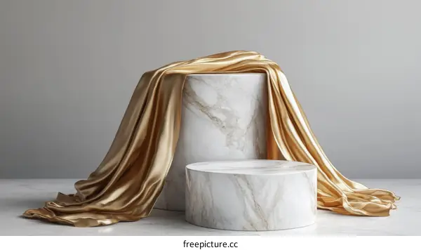 Luxury Marble Podium with Golden Fabric
