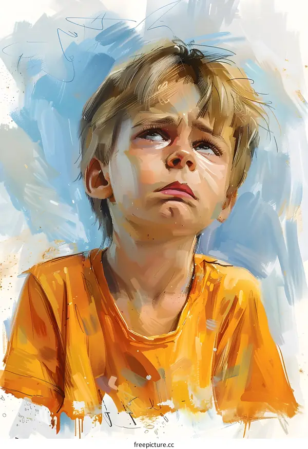 portrait of a boy looking up