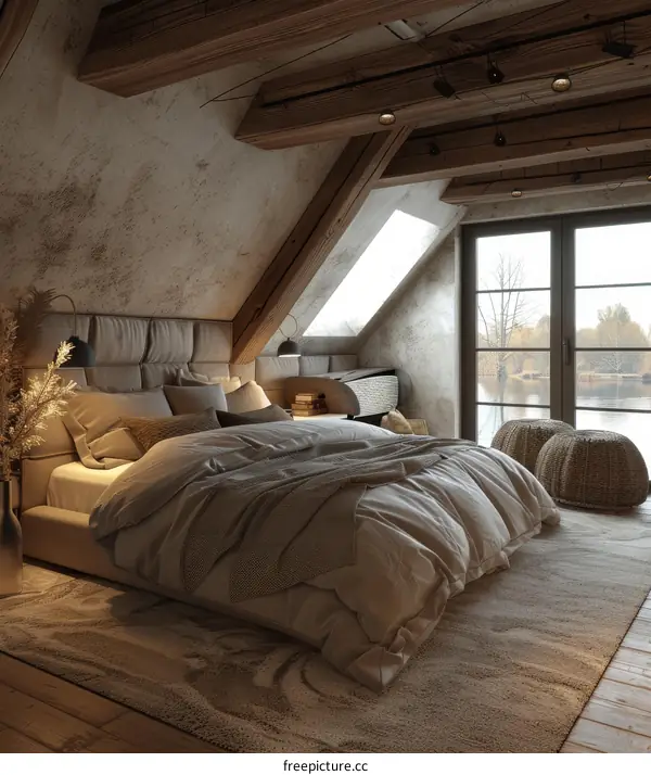 Rustic Loft Bedroom with Natural Light