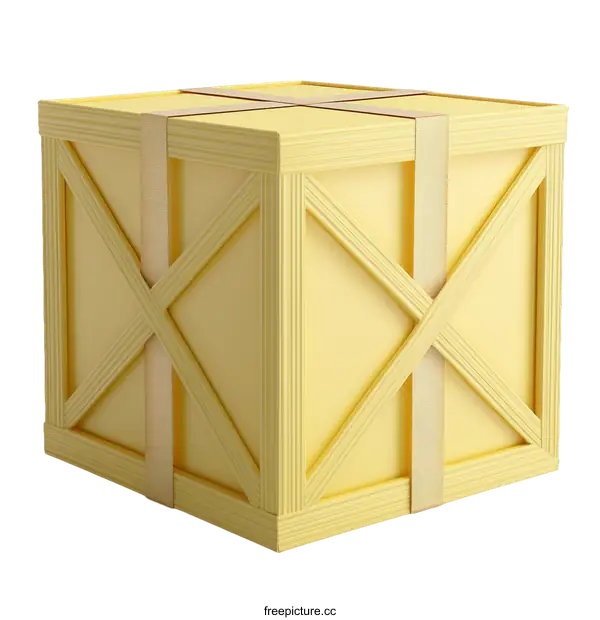 [Transparent Background PNG]Yellow Wooden Crate Illustration