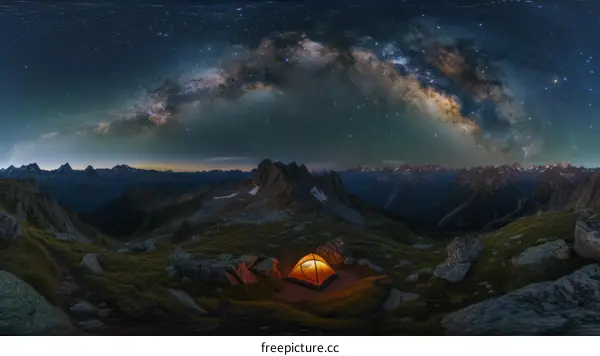Camping under the stars in the mountains