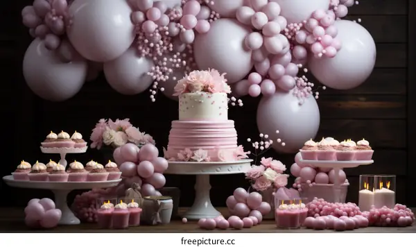 Extravagant Birthday Soiree with Pastel Elegance: Lavish Pink and White Decor Extravaganza
