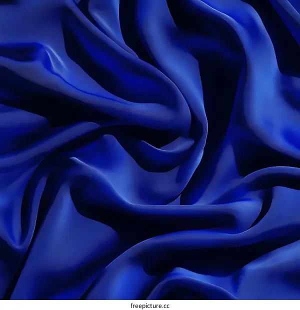 Closeup View of Deep Blue Satin Fabric Texture