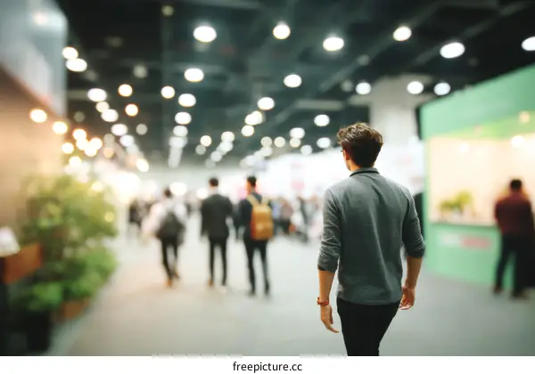 Business Exhibition Indoor Crowded Hallway