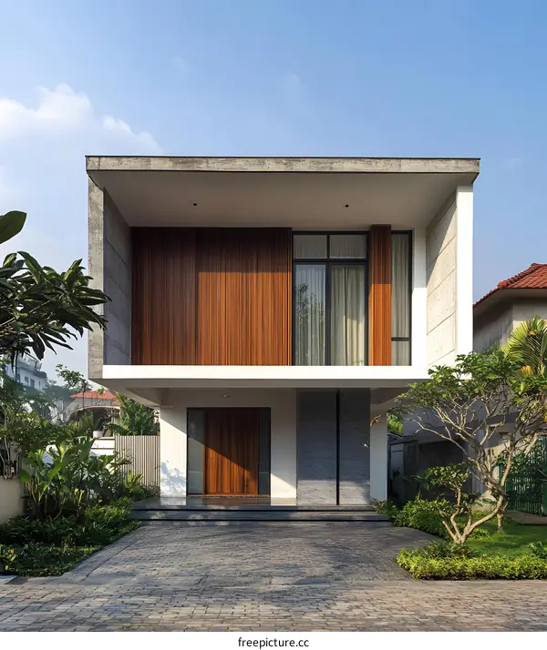 Modern Minimalist House with Wooden Facade