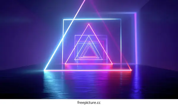 Neon Geometric Shapes Abstract Background