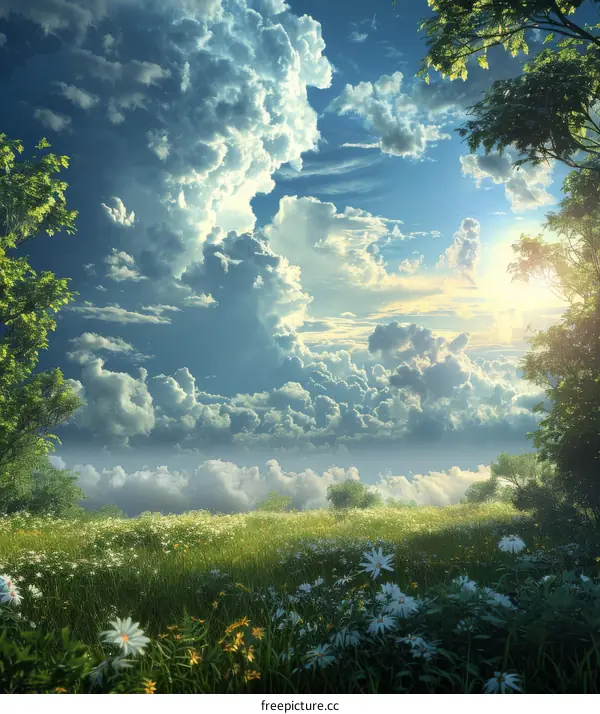 Stunning Summer Meadow with Dramatic Sky