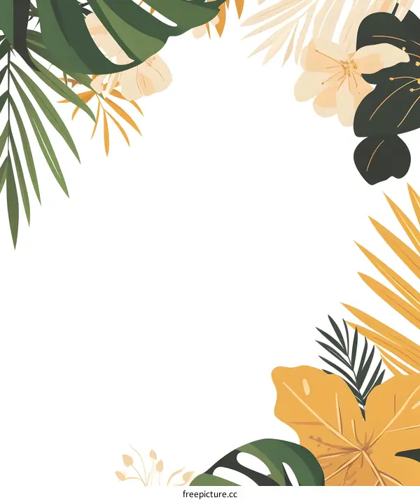 Tropical Floral Frame Border Illustration