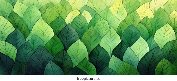A Lush Forest of Watercolor Leaves