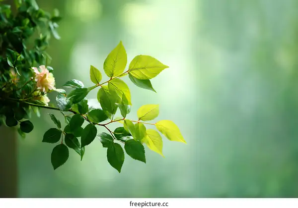 Fresh Green Leaves of a Rose Bush