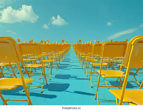Yellow Chairs Minimalist Abstract Summer Sky