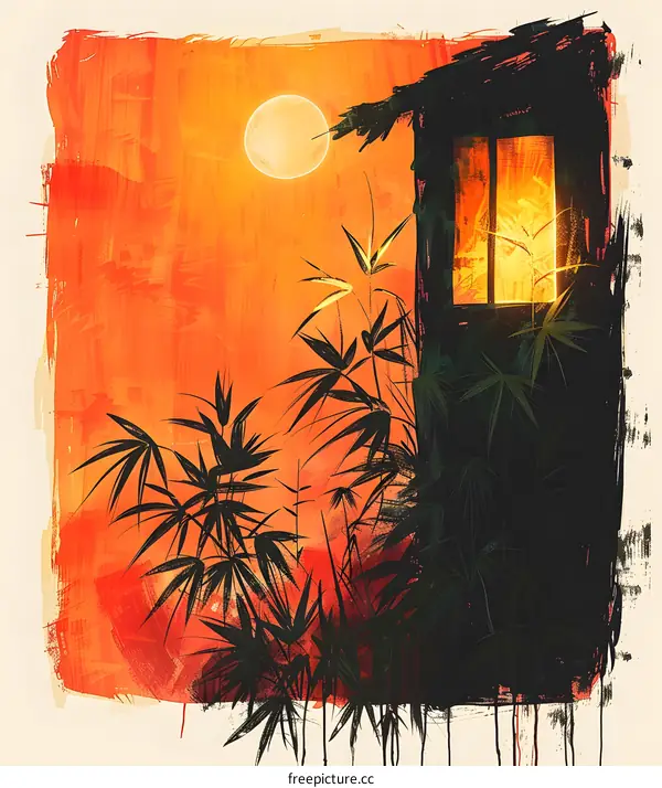 moonlight shines through the window