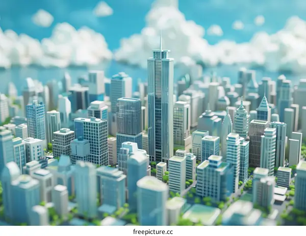 Modern City Downtown Skyscrapers High-Rise Metropolis