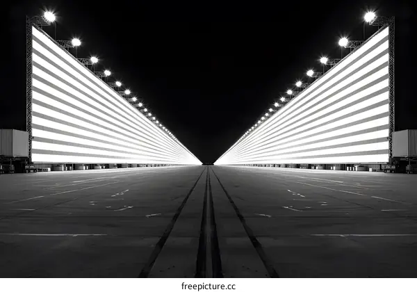 Blank Billboard Wall at Night