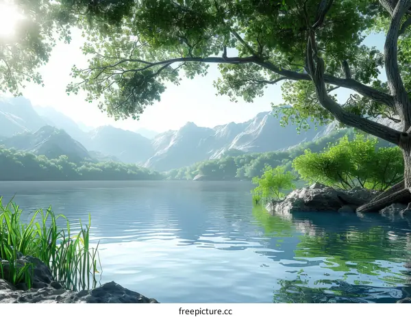 Tranquil Mountain Lake with Verdant Foliage