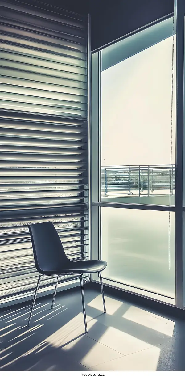 Minimalist Office Chair in Corner with Window View
