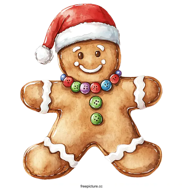 [Transparent Background PNG]Watercolor Gingerbread Man Christmas Illustration